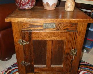 Nice vintage small icebox, side table