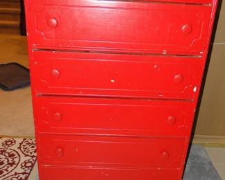Bright red waterfall dresser