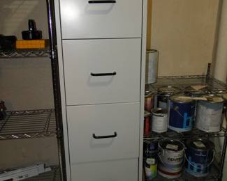 Large four drawer file cabinet, free paint, and a smaller metal rack for sale