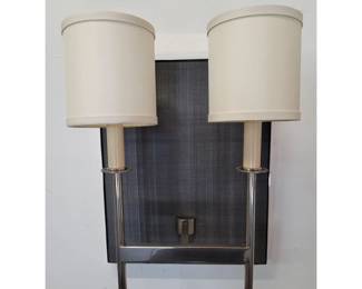 Pair of Two Arm Horsehair Sconces in Polished Nickel 