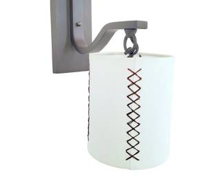 Lantern Sconce with Custom Stitched Linen Shade