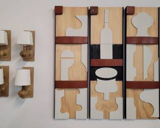 Oak Wall Sconces and Art