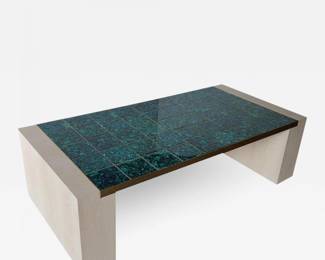 Oak and Malachite Cocktail Table by Paul Marra