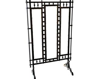 Late 19th Century Victorian Aesthetic Movement Fire screen with New Seeded Glass