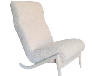 Paul Marra Slipper Chair in Bleached Oak and Boucle