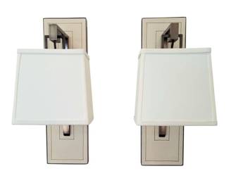 Pair of Top Stitched Leather Sconces
