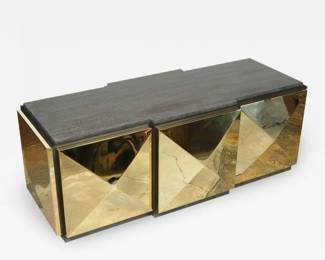Paul Marra Design Brass Tile Table/Bench