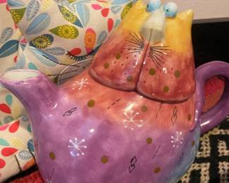Studio Designworks Multicolored Pottery Cat Tea Pot
