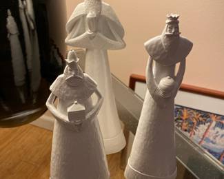 3 Wise Men White Ceramic Figurines