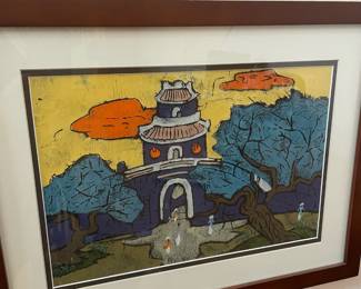 Framed & Matted Print of Japanese Garden
