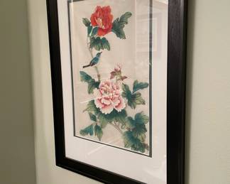 Silk Painting of Birds & Blossoms