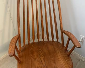 Mid Century Oak High-back Shaker Rocking Chair