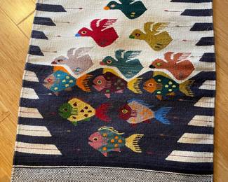 Zapotec Rug with Fish & Bird Design