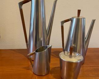 Modernist Four-Piece Tea Service - Royal Holland Teak & Pewter