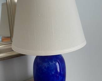 Cobalt Blue Ceramic Table Lamp with White Shade