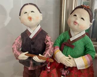 Pair of Paper Mache Japanese Paper Dolls