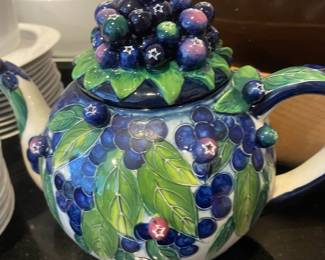 2004 Blue Sky J. McCall Teapot with Blueberry Pattern