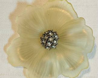 Gorgeous Vintage Monet Lucite Brooch  with Rhinestone Center Cluster