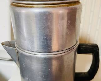 Two Vintage Aluminum Drip Coffee Pots  - 3 Cup & 4 Cup