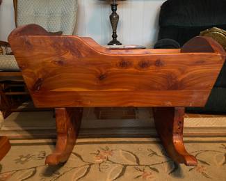 Side View of Handmade Cedar Cradle