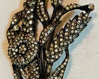 Vintage Rhinestone Flower Brooch