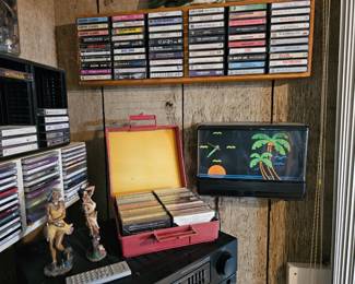 Music, cassettes, 45's, cd's