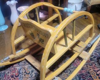 Vintage Oak  Teeter Tot Baby Rocker 