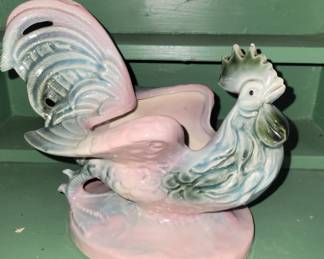 Vintage  1950s Hull USA Rooster Planter