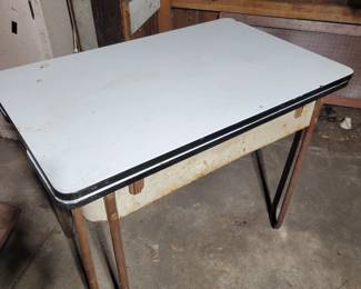 Vintage  Enamel  Table With Pull Outs 