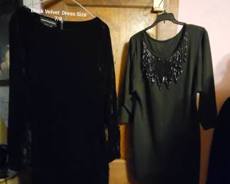 Black Velvet  Dress & Cotton  Beaded Neckline Short Dress Both  M 