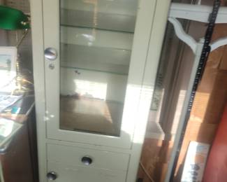Vintage Doctors Metal Medical Supply Cabinet.  Lights Up When Door Come Open 
