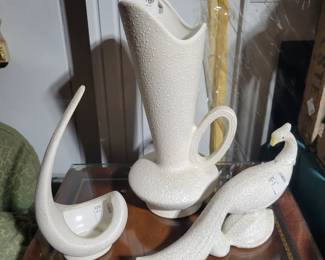 Vintage  1950s  White Splattered  Pottery 