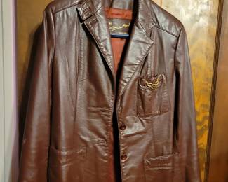 Lady's Vintage Leather Coat Size S/M Burgundy  Color 