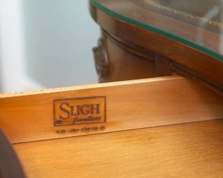 Leather Top Inlay Kidney Shaped Desk by Sligh Lowry Company 
