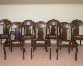 7 Empire Style Fiddle Back Dining Room Chairs