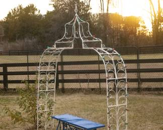 Wrought iron outdoor bench 