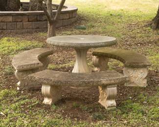 Concrete Table and 3 Benches