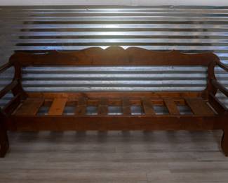 Antique Carved Wooden Colonial Miners Couch Catalan Bench Settee Sofa
