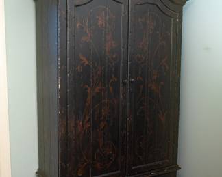 Tall Black Rustic Old World Style Armoire Storage Cabinet 50" wide x 23.5" deep x 95.5" tall

