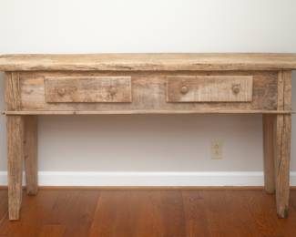 Heavy Primitive Bleached Console Side Table 69" wide x 14" deep x 34" tall