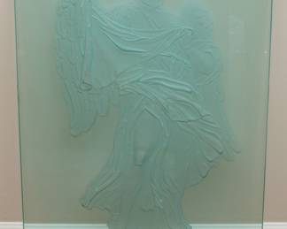 SIGNED "Sambiagio 1990" Etched Angel Glass Table