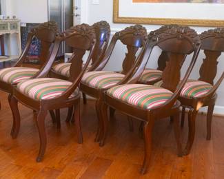 7 Empire Style Fiddle Back Dining Room Chairs