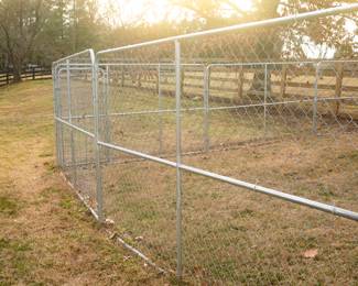Stevens Pipe and Steel Galvanized Silver Chain Link Dog Animal Kennel Panel Fence Fencing and Gate