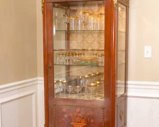 Lighted Vintage Display Cabinets w/ Ormolu Mounts and Lacquered Panels&nbsp;