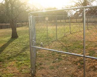 Stevens Pipe and Steel Galvanized Silver Chain Link Dog Animal Kennel Panel Fence Fencing and Gate