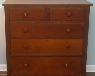 Antique Sheraton Solid Cherry Chest Dresser 18.75d x 42w x 42.75h
