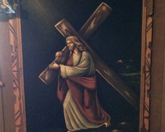 Velvet Jesus carrying the cross