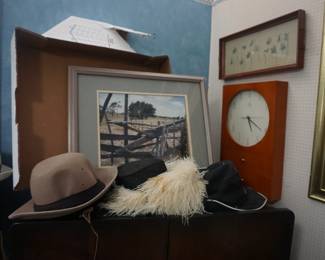 hats, art, clock