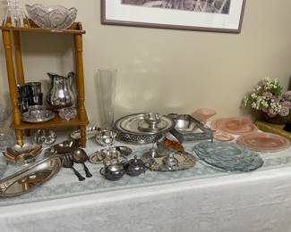 silverplate and pink depression glass and so much more !!