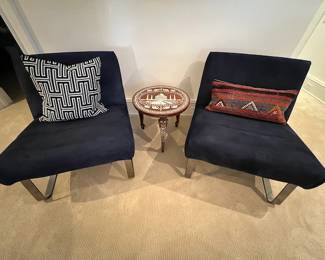 Pr. Blue Suede Chairs by Gamma